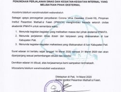 Cegah Wabah Corona, Ipmafa Terbitkan Surat Edaran