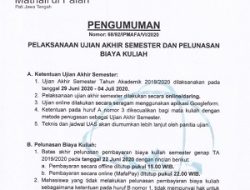PENGUMUMAN: Pelaksanaan Ujiuan Akhir Semester dan Pelunasan Biaya Kuliah