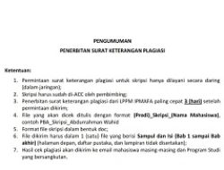PENGUMUMAN SURAT KETERANGAN PLAGIASI 2021