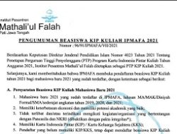 Pengumuman Beasiswa KIP Kuliah IPMAFA 2021